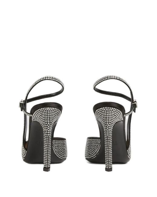 Gucci White 105Mm Crystal-Embellished Slingback Pumps