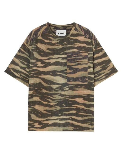 Jil Sander Gray Printed Cotton T-Shirt for men