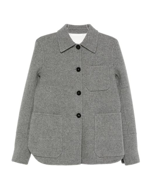 Jil Sander Gray Patch-Pocket Button-Front Jacket