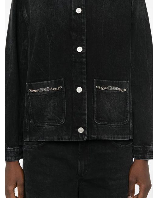 Givenchy Black Denim Jacket With 4G Chains