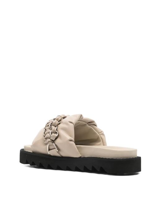 Toga White Chain-Embellished Ruched Sandals