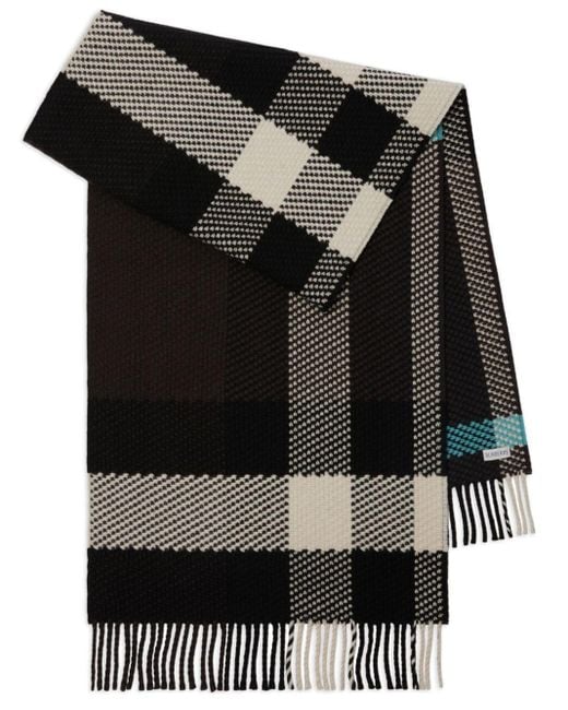 Burberry Black Check-pattern Wool Scarf