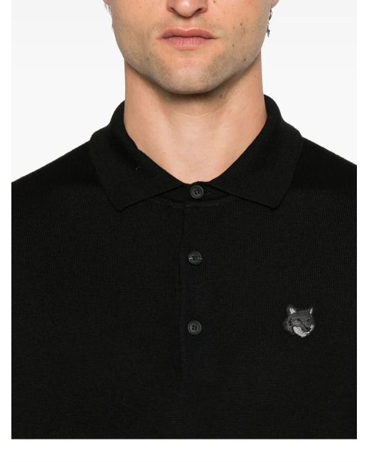 Maison Kitsuné Black Bold Fox Head Patch Polo Jumper for men