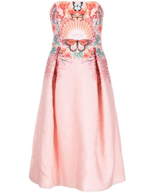 Mary Katrantzou Pink Meadow Embroidered Midi Dress