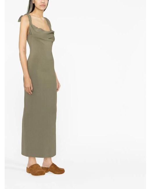 Jacquemus Green La Robe Maille Alca Square-Neck Dress