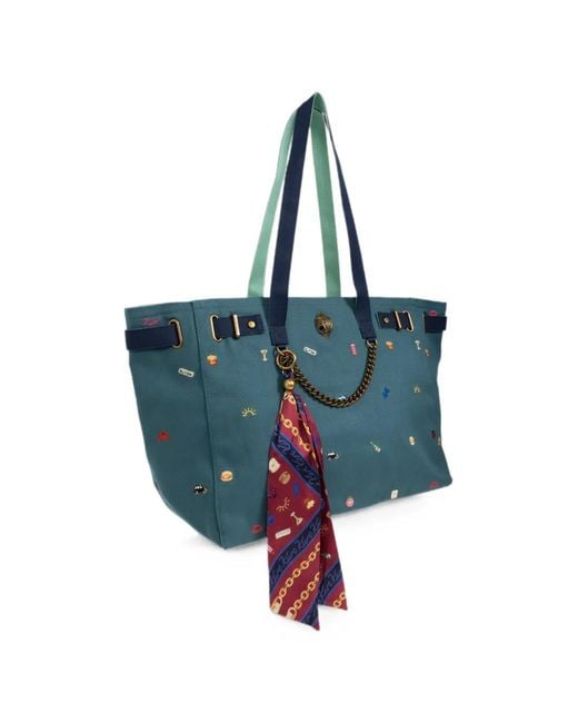 Kurt Geiger Blue Solane Embroidered Tote Bag
