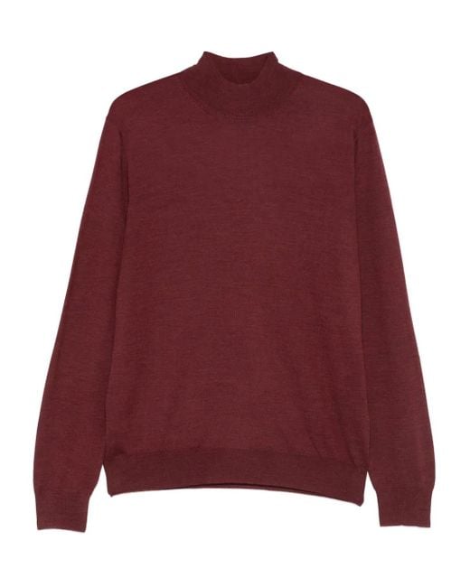 Corneliani Red Long-Sleeve Wool Sweater for men
