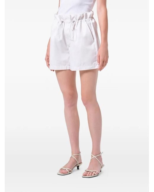 Agolde White Lydia Ruffled Shorts
