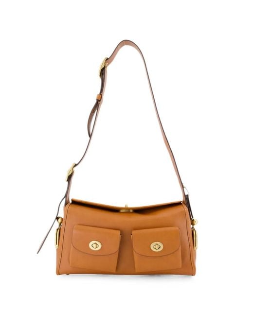 COACH White Turnlock Haversack Leather Shoulder Bag