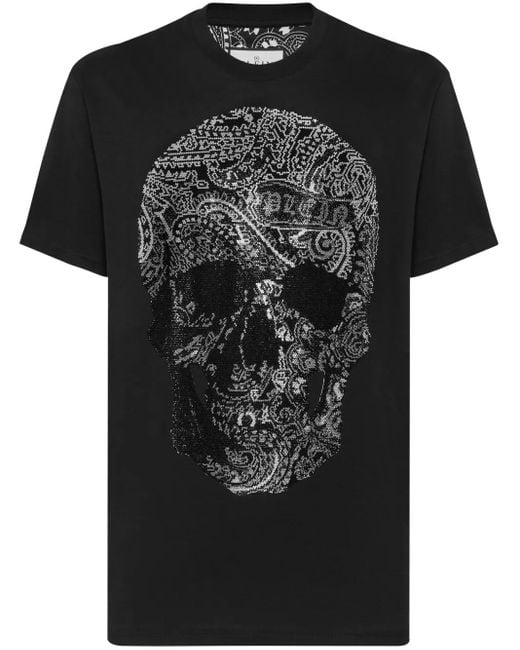 Camiseta con estampado Paisley Skull Philipp Plein de hombre de color Black