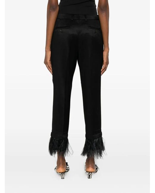 Incotex Black Feather-Trim Trousers