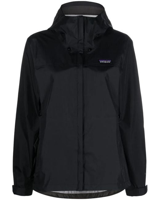 Patagonia Black Logo-Patch Hooded Bomber Jacket