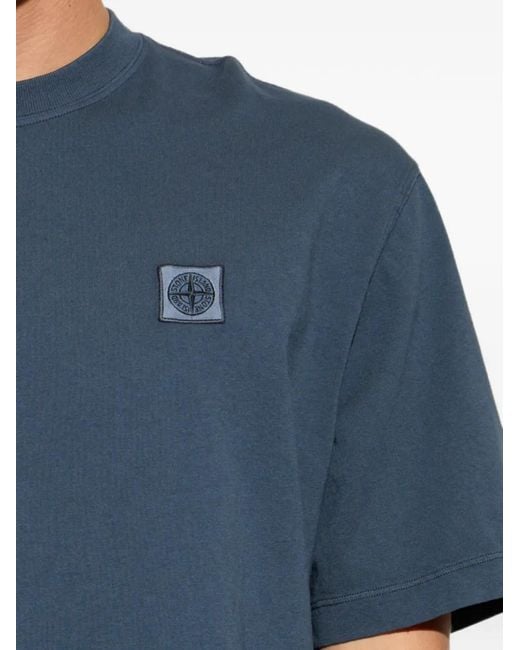 Stone Island Blue Logo-Patch T-Shirt for men