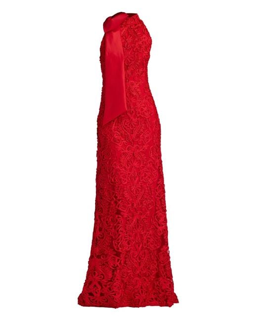 Tadashi Shoji Red Bow-Detail Maxi Dress