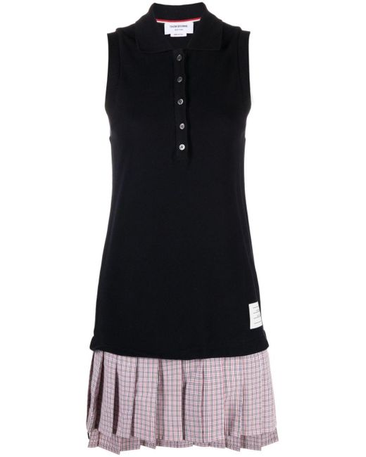 Robe-polo courte à jupe plissée Thom Browne en coloris Black