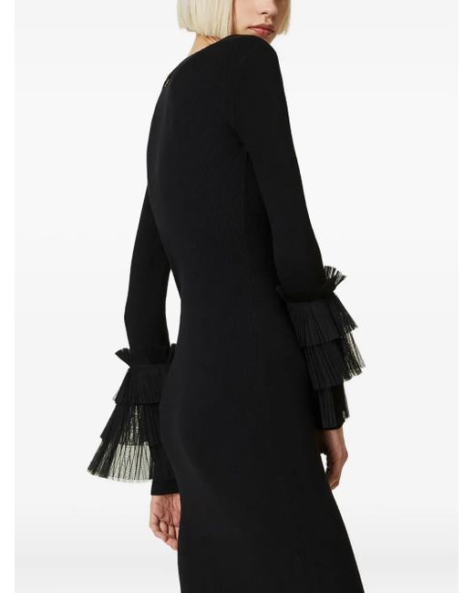 Robe Mi-Longue À Design Plissé Twinset en coloris Black