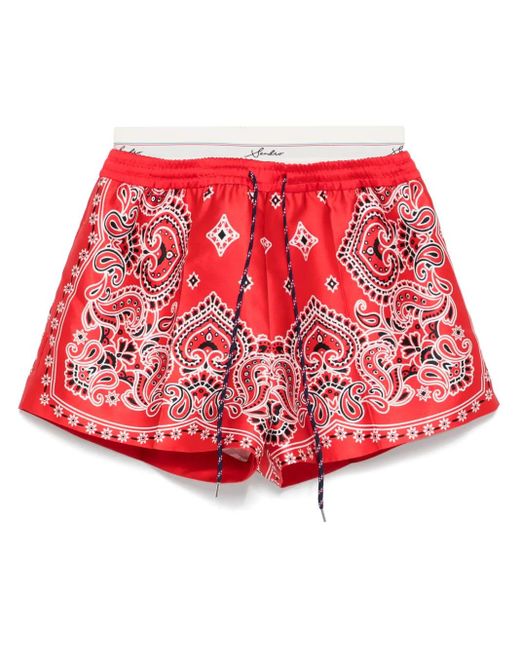 Sandro Shorts Met Bandanaprint in het Red