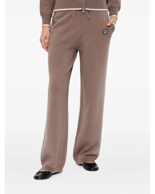 KENZO Brown Drawstring Logo-Patch Trousers