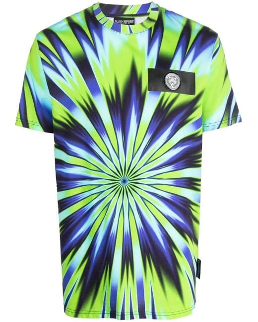Philipp Plein Green Tie Dye-Print Short-Sleeved T-Shirt for men