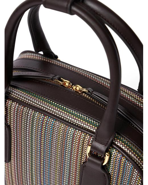Paul Smith Black Striped Top Handle Satchel