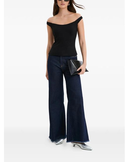 MARCELLA Blue Eliana Off-Shoulder Top