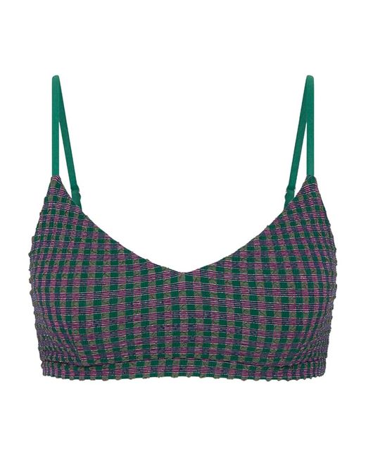 The Upside Gray Aliki Ballet Check-Pattern Bra