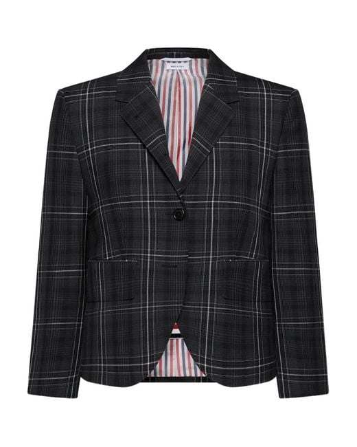 Thom Browne Black Plaid Blazer
