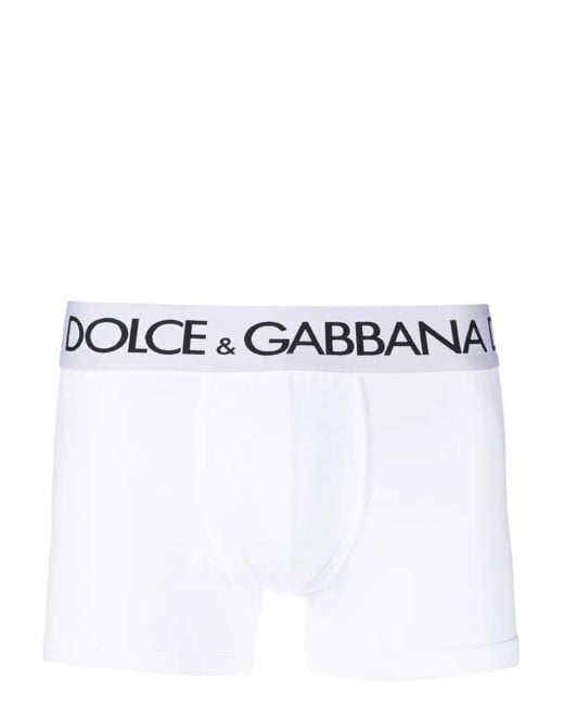 Dolce & Gabbana White Logo-Waistband Stretch Boxers for men