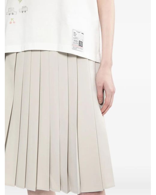 Maison Mihara Yasuhiro White Pleated Midi Skirt