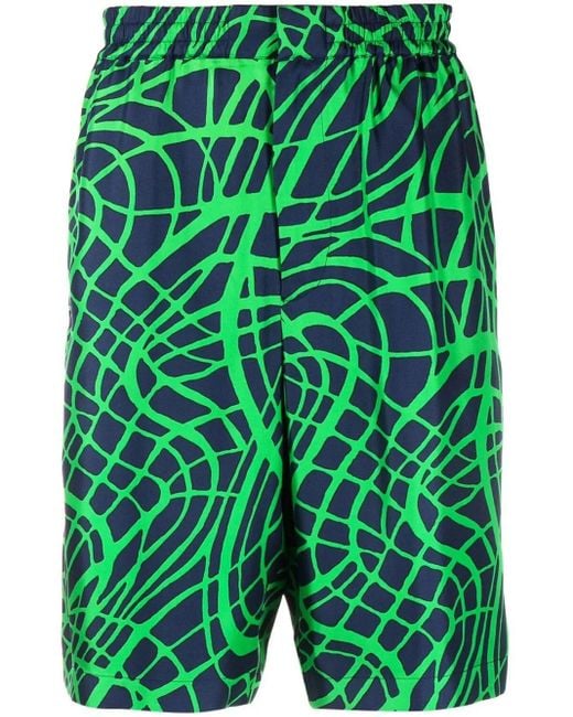 Moschino Green Graphic-Print Tailored Shorts for men