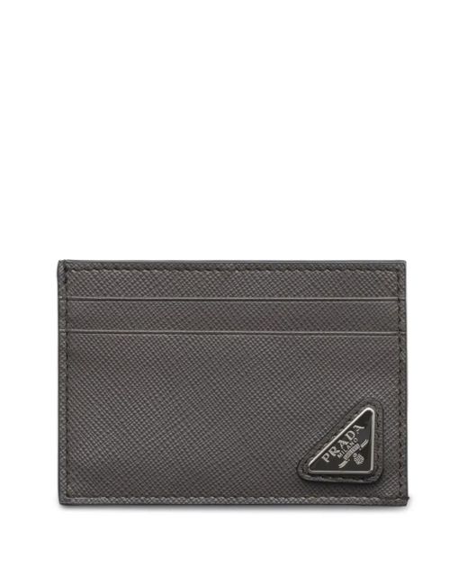 Prada Gray Saffiano Leather Card Holder for men
