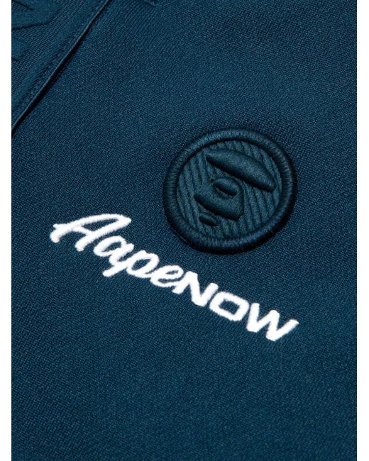 Aape By A Bathing Ape Blue Logo-Tape Track Shorts for men