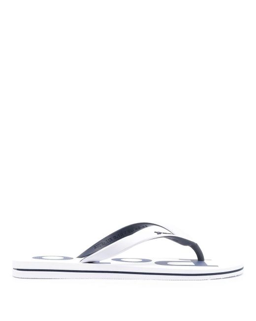 Polo Ralph Lauren Logo-print Flip-flops in White for Men | Lyst