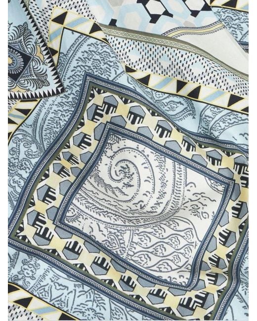 Etro Blue Patchowrk Cotton Chemisier