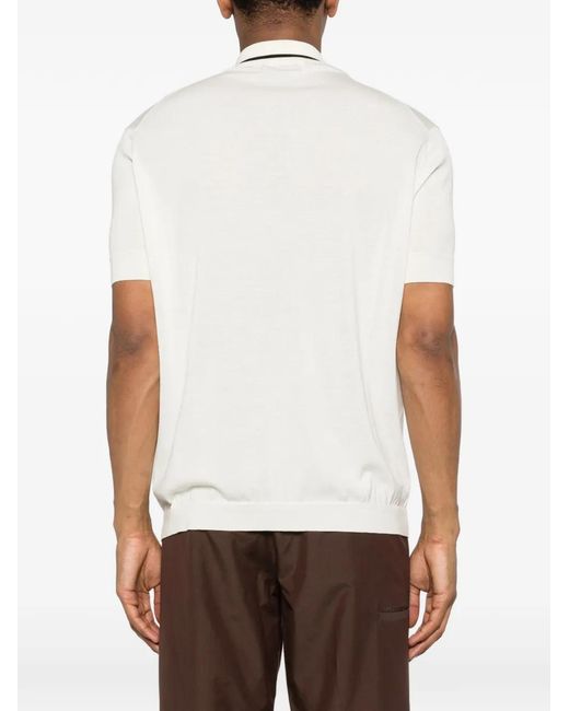 Grayed White Button-Up Polo Shirt for men