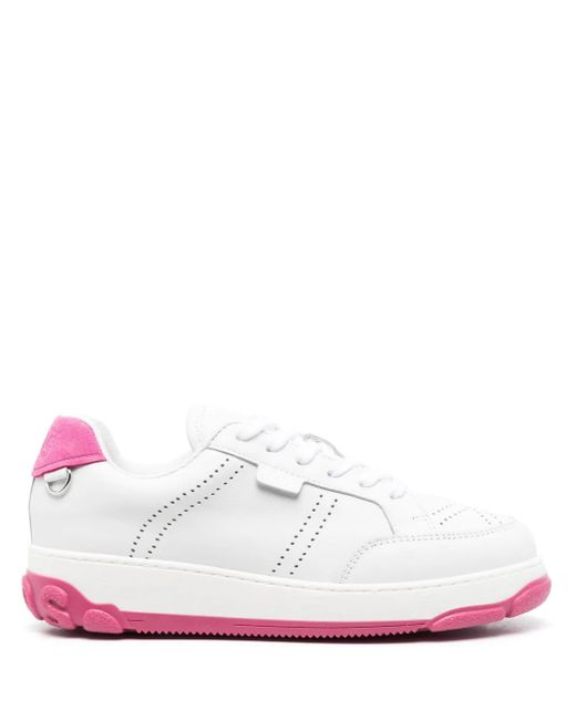 Gcds White Two-tone Leather Sneakers