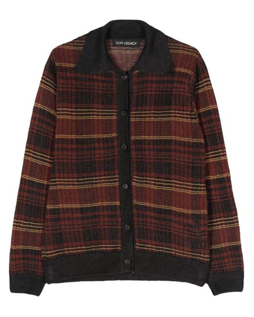 Our Legacy Brown Check-pattern Cardigan