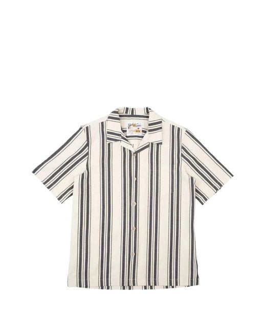 Naked & Famous White Aloha Button-Down Cotton Shirt for men