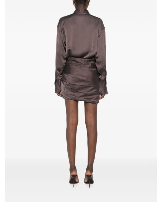 ANDAMANE Brown Andrea Ruched Mini Dress