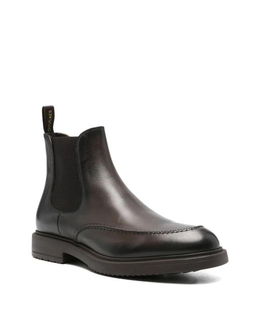 Doucal's Black Elastic-Panel Leather Boots for men