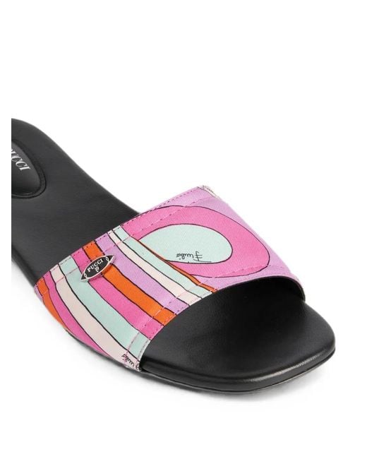 Emilio Pucci White Iride-Print Silk Slip-Ons