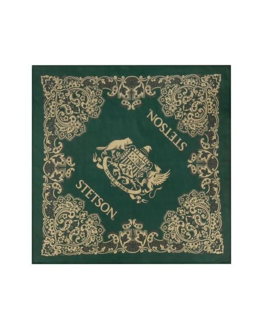 Stetson Green Paisley-Print Logo-Print Scarf