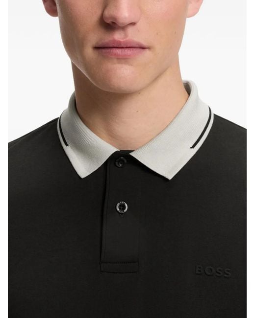 Boss Black Tipped-Trim Polo Shirt for men
