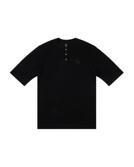 Chrome Hearts Black Henley Short-Sleeve T-Shirt for men