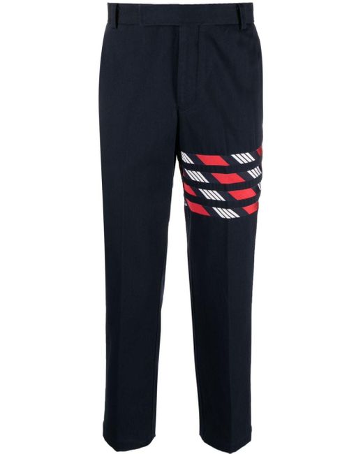 Thom Browne Blue 4-bar Stripe Tailored Trousers for men