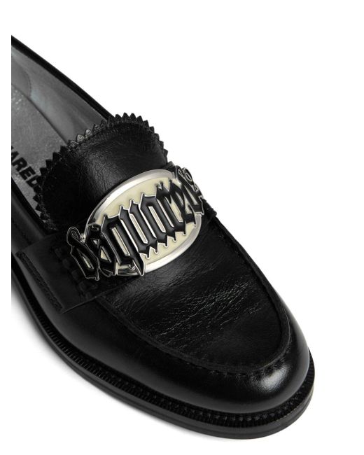 DSquared² Black Logo-plaque Leather Loafers