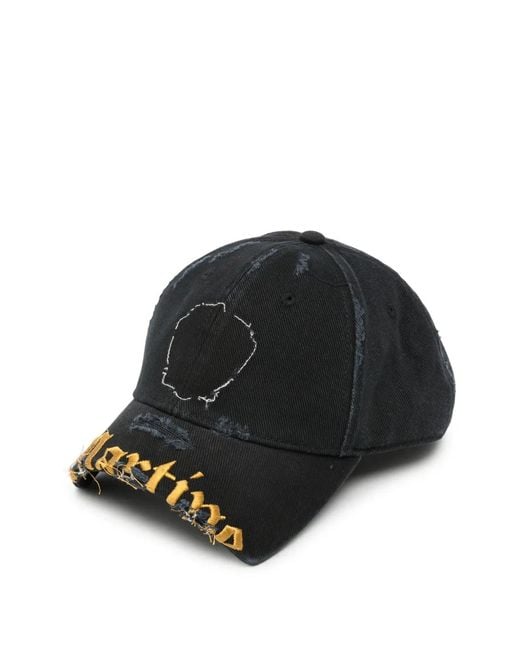 Martine Rose Black Distressed Embroidered Cap