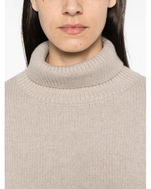 Lisa Yang White Zerlina Roll-Neck Sweater