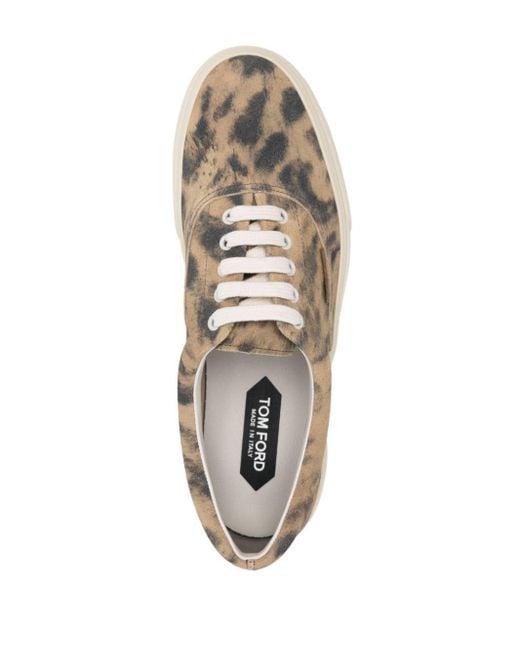 Tom Ford Natural Animal-print Suede Sneakers for men