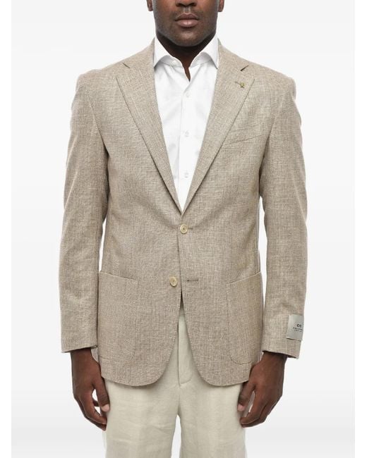 Corneliani Natural Single-Breasted Patch-Pocket Blazer for men
